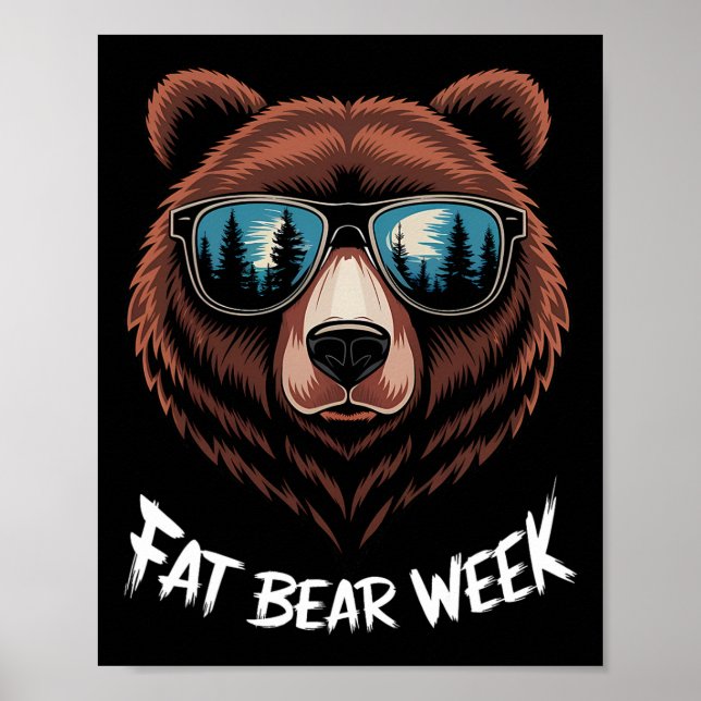 Tjock Bear Week Retro Bear Sungles Nature Älskare Poster (Framsidan)
