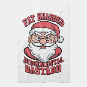 Tjock Bearded Judgmental Bastard Superskoj Santa S Kökshandduk