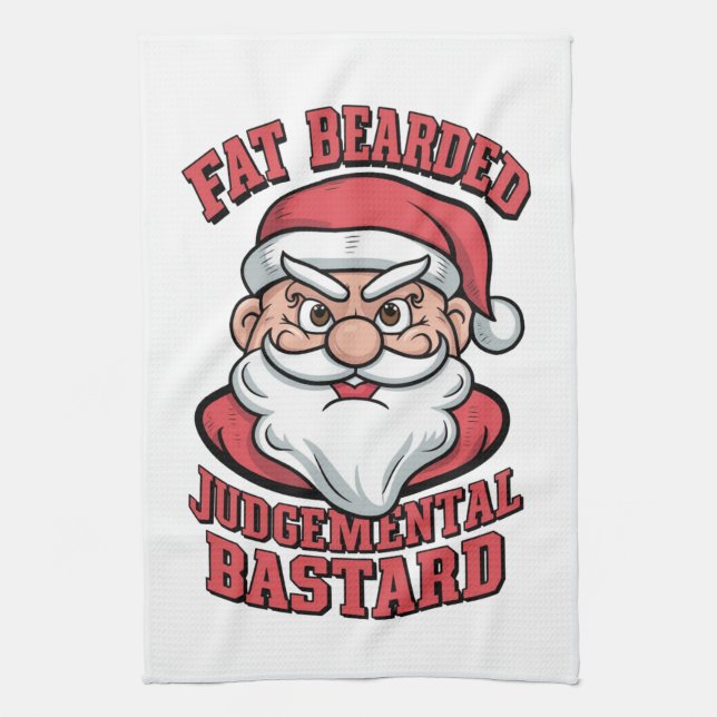 Tjock Bearded Judgmental Bastard Superskoj Santa S Kökshandduk (Vertikal)