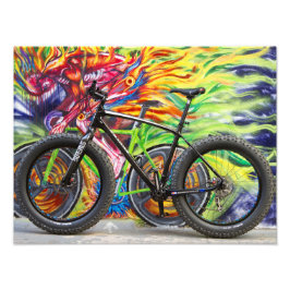 Tjock Bike and Flames Fototryck
