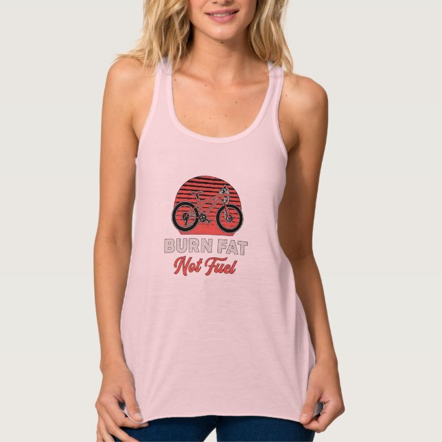 Tjock Bike Burn Tjock not Fuel Bike Biker MTB Fatc Linne Med Racerback (Framsida)