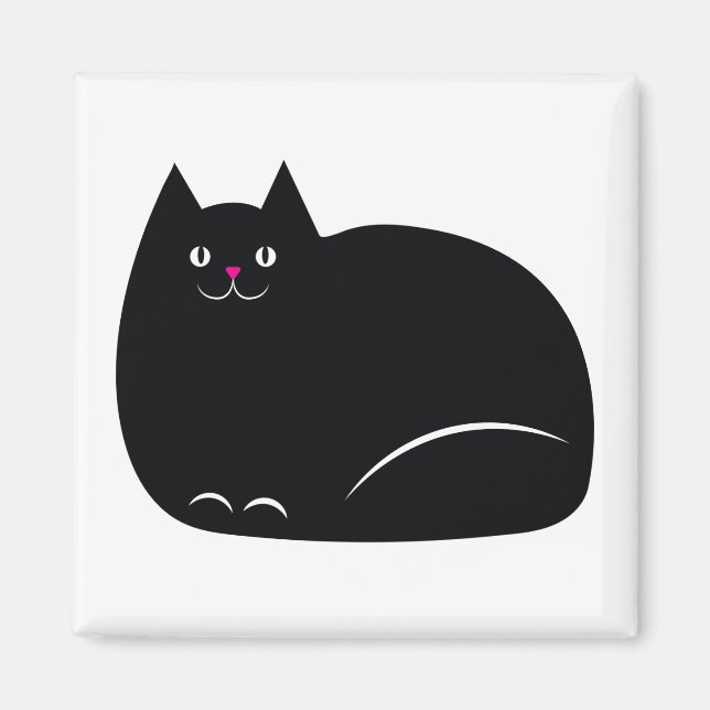 Tjock Black Cat Magnet (Framsidan)