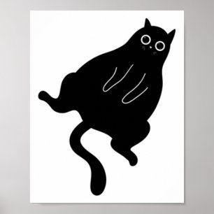 Tjock Black Cat Sticker-märke Poster