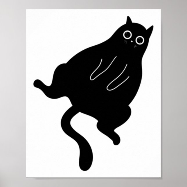 Tjock Black Cat Sticker-märke Poster (Framsidan)