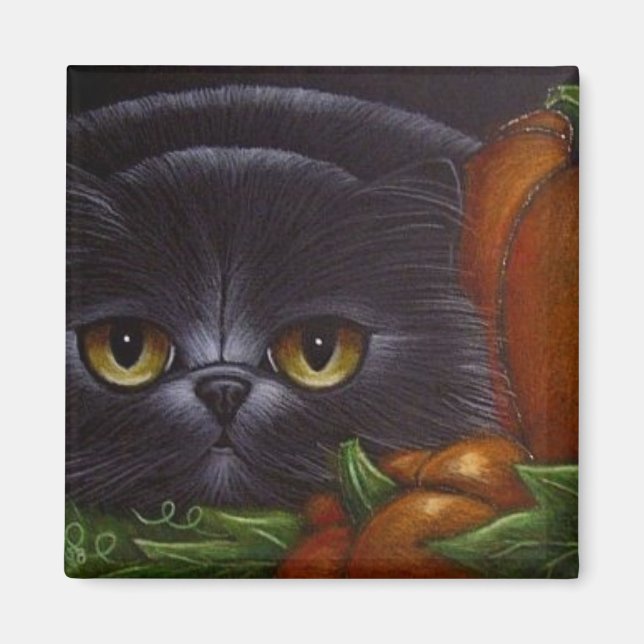 TJOCK BLACK PERSIAN CAT Magnet (Framsidan)
