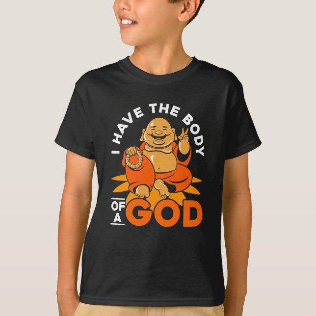 Tjock Body of a God Buddha Funny Gym Fitness T Shirt (Framsida)