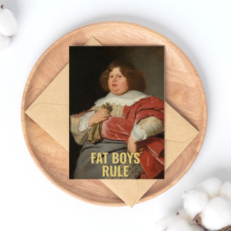 Tjock Boys Rule - Funny 17th C. Fine Art Porträtt Vykort