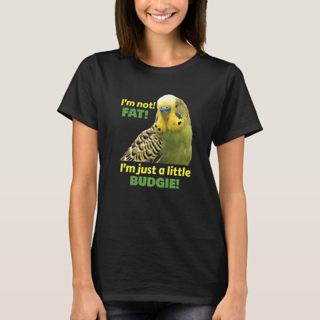 Tjock Budgie Grönt Gult Parakeet Parrot Prem T Shirt (Framsida)