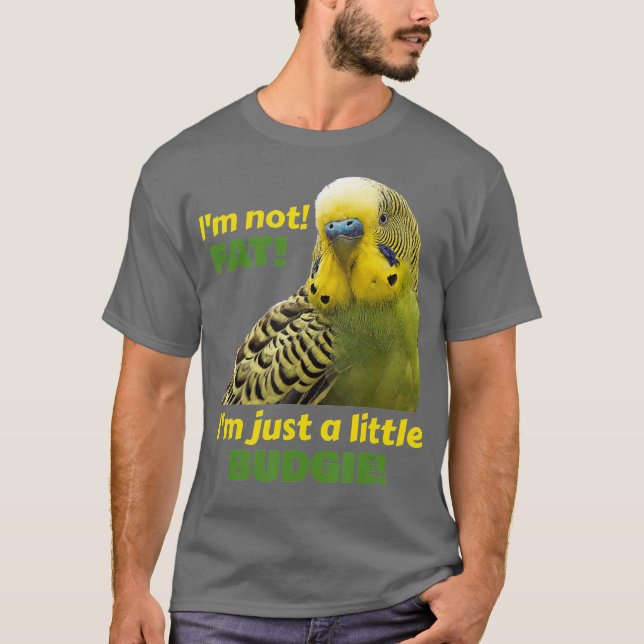 Tjock Budgie Grönt Gult Parakeet Parrot T Shirt (Framsida)