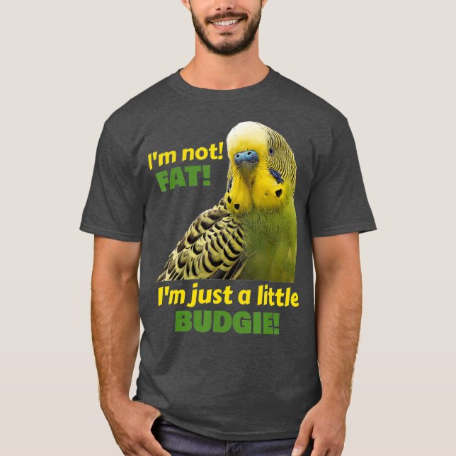 Tjock Budgie Grönt Gult Parakeet Parrot T Shirt (Framsida)