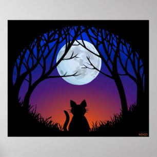 Tjock Cat Art Poster Cute Cat Lover-utskrifter Pos