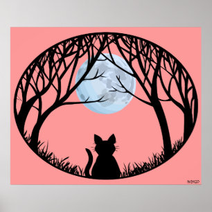 Tjock Cat Art Poster Rosa Cat Lover-utskrifter Pos