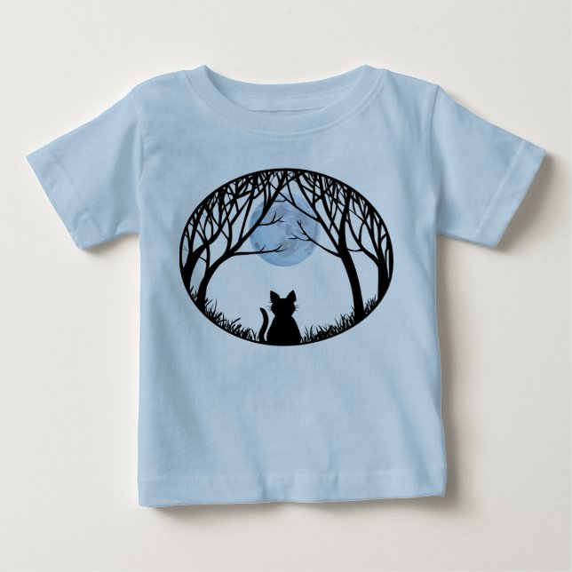 Tjock Cat Baby T-shirt Black Cat Småbarn Shirt (Framsida)