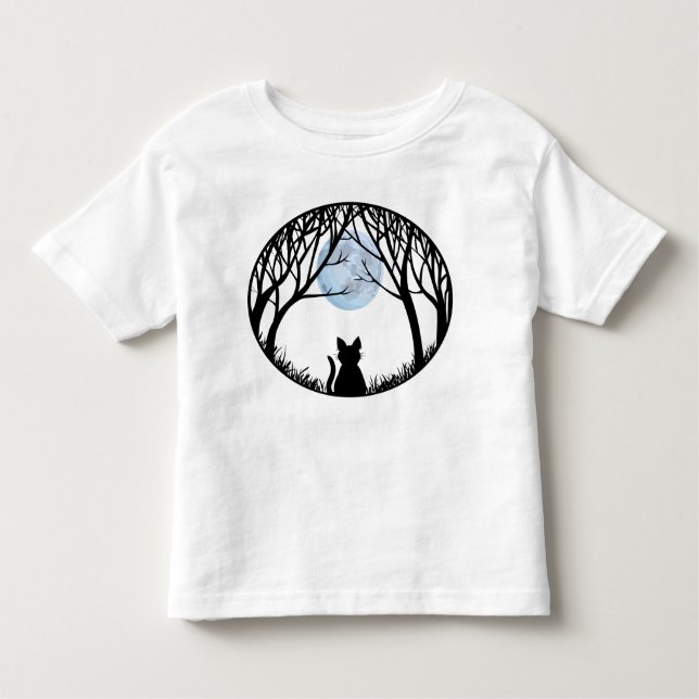 Tjock Cat Baby T-shirt Black Cat Småbarn Shirt (Framsida)