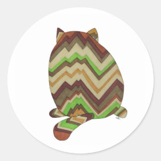 Tjock Cat Back Classic Round-etikett Runt Klistermärke