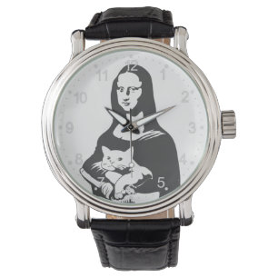Tjock cat by da vinci - Välj bakgrund färg Armbandsur
