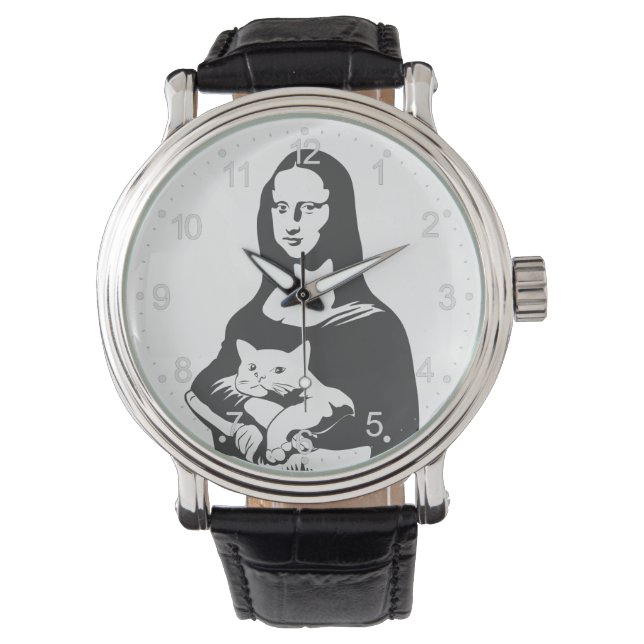 Tjock cat by da vinci - Välj bakgrund färg Armbandsur (Framsida)