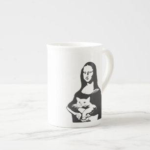 Tjock cat by da vinci - Välj bakgrund färg Benporslin Mugg