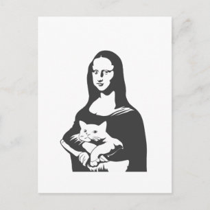 Tjock cat by da vinci - Välj bakgrund färg Vykort