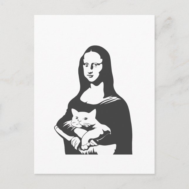 Tjock cat by da vinci - Välj bakgrund färg Vykort (Framsida)