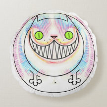 Tjock Cat Cheshire Cat Round Dekorativ kudde