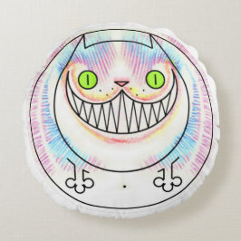 Tjock Cat Cheshire Cat Round Dekorativ kudde