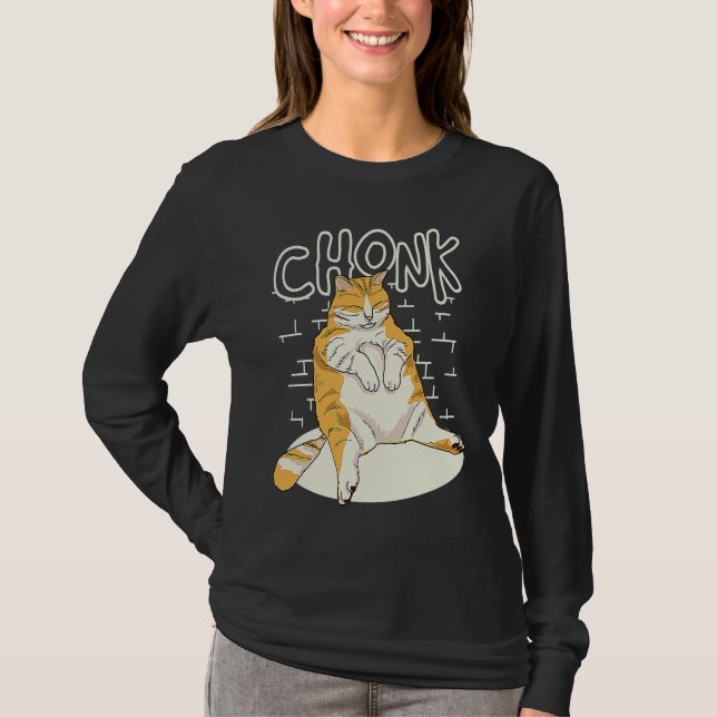 Tjock Cat Chonk  Chonky Knubbig Kitten Sarcasm M T Shirt (Framsida)