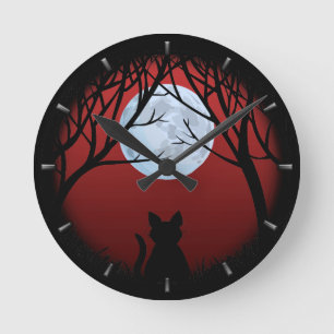 Tjock Cat Clock Cute Lover Wall Cloes & Decor Rund Klocka