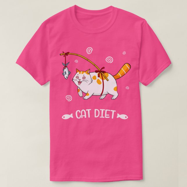 Tjock Cat Diet Funny Kattdjur Älskare T Shirt (Design framsida)