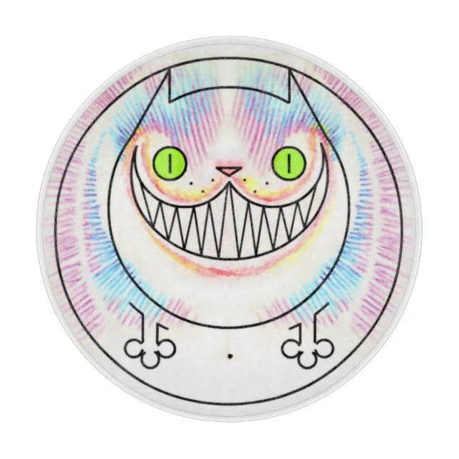 Tjock Cat Lycklig Cat Cheshire Cat Flin Choppboard (Framsidan)