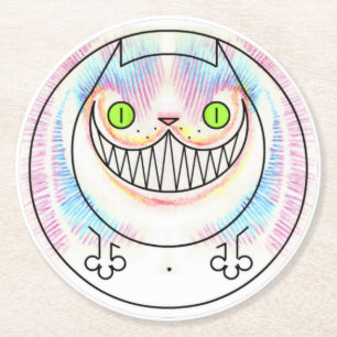 Tjock Cat med en Flin Papper för cheshire Cat Unde Underlägg Papper Rund