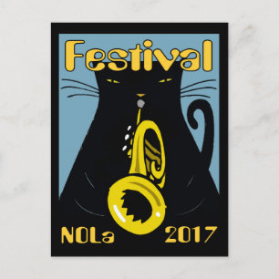 Tjock Cat New Orleans Music 2017 Vykort