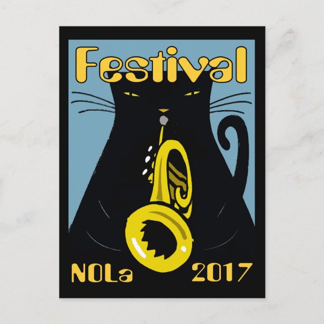 Tjock Cat New Orleans Music 2017 Vykort (Framsida)