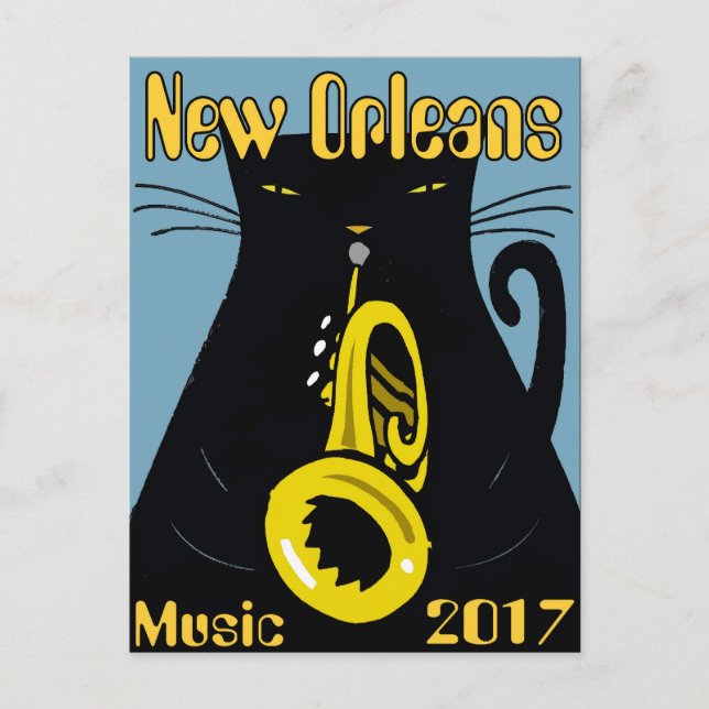 Tjock Cat New Orleans Music 2017 Vykort (Framsida)