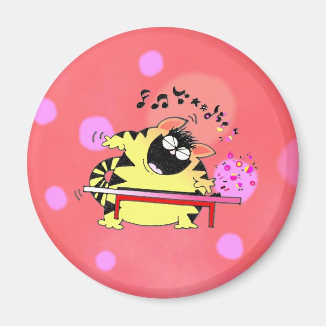 Tjock Cat Play Tangentbord Magnet (Framsidan)