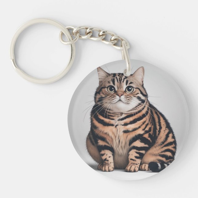 Tjock Cat Round Acrylic Keychain (Framsidan)
