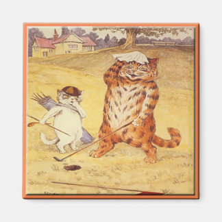 Tjock Cat spelar golf Magnet