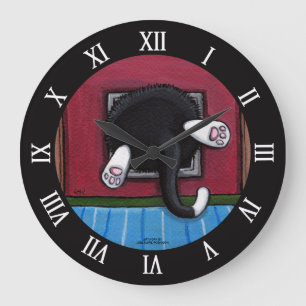 Tjock Cat Stuck i katt Flap - bit av en vätska Stor Klocka