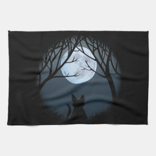 Tjock Cat Towel Black Cat Art Tea Towels Cat Decor Kökshandduk