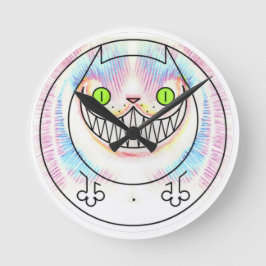 Tjock Cheshire Cat Acrylic Wall Clock Rund Klocka