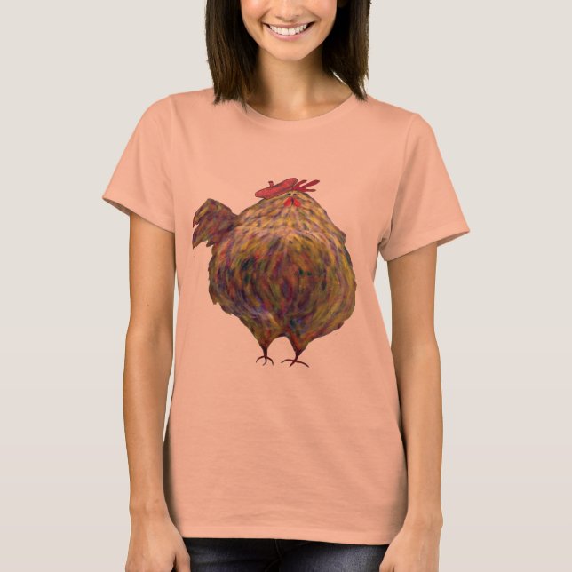 Tjock Chicken som bar en Beret T-shirt (Framsida)