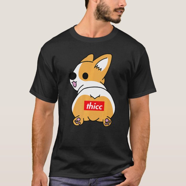 Tjock Corgi Bak Hund Corgi Present T Shirt (Framsida)