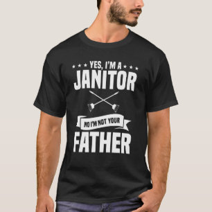 Tjock för Janitor Far Custodian Pappa Cleaner Care T Shirt