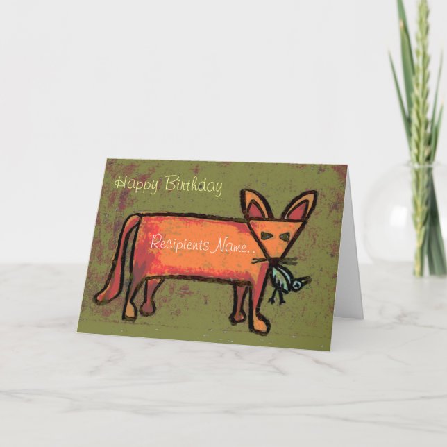 Tjock Fox Personlig Grattis på födelsedagen Art-ko Kort (Framsida)