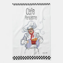 Tjock Fransk Chef Caricature Black White Checks