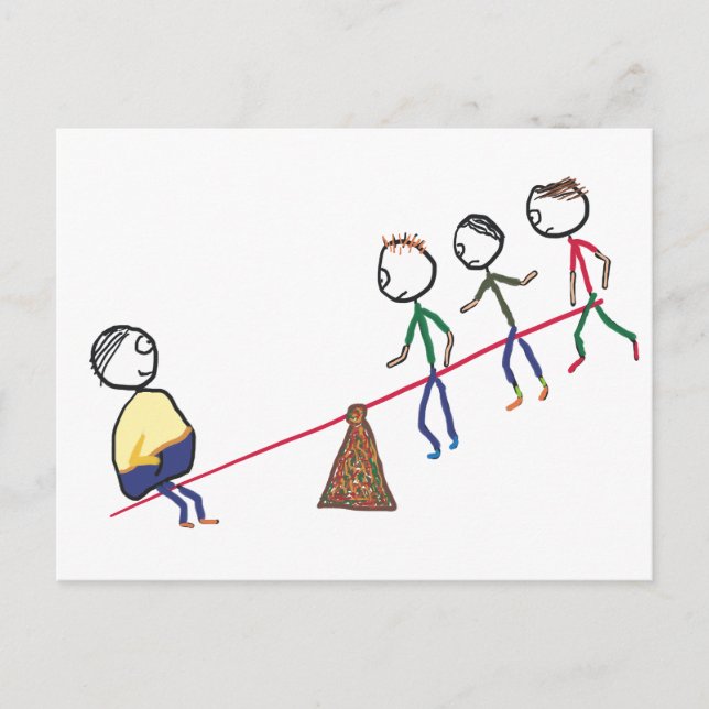 Tjock Guy on Seesaw Vykort (Framsida)