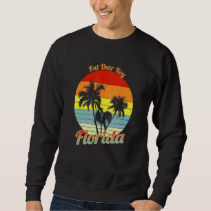 Tjock Hjort Florida Retro Tropical Handflatan Träd Lång Ärmad Tröja