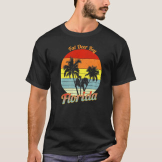 Tjock Hjort Florida Retro Tropical Handflatan Träd T Shirt