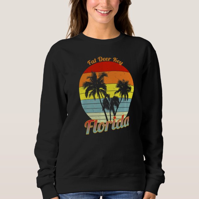 Tjock Hjort Florida Retro Tropical Handflatan Träd T Shirt (Framsida)