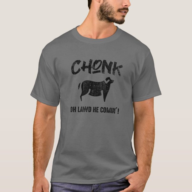 Tjock Hund T, Chonk Meme Tee Funny Retro Stil Pet  (Framsida)